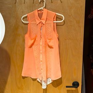 Lush Coral Sleeveless Blouse